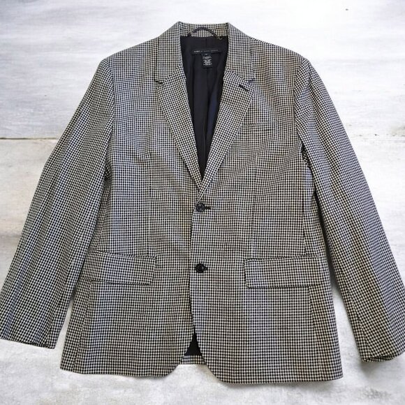 Marc Jacobs Silk Wool Check Blazer Men Sz XL White Black - Picture 1 of 8